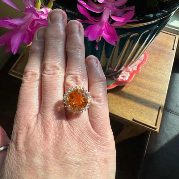 Stunning Sterling Silver Padparadscha Sapphire Ring Size 7.25 - Picture 10 of 16